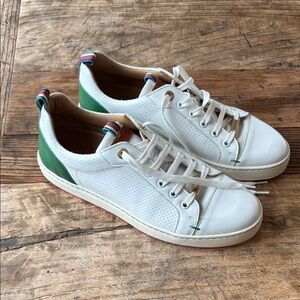 ROYAL ALBARTROSS London White Leather Sneakers with Green Heel Panel Size 9 GOLF